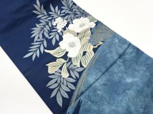 引箔山茶花に南天模様織出し名古屋帯